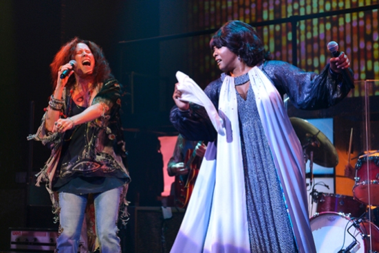 Janis Joplin (Kacee Clanton) and Aretha Franklin (Ashley Támar Davis). Photo by Kevin Berne.