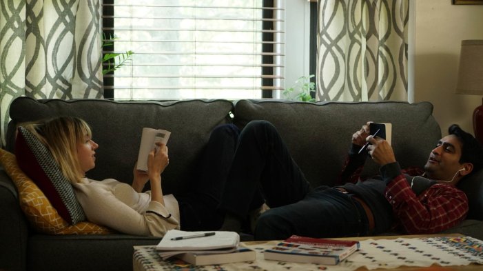 Emily (Zoe Kazan) and Kumail Nanjiani (himself). Photo via Lionsgate/Amazon Studios.