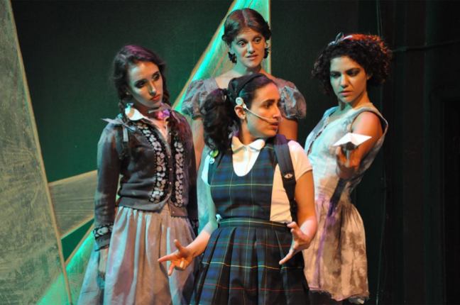 Ladybird (María Ascensión Leigh, center) and the Witches (L-R: Jessica Waldman, Mikka Bonel, Carla Pauli). Photo by Alandra Hileman.