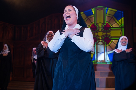Sister Mary Robert (Elizabeth Curtis) using the voice God gave her. Photo by Ben Krantz.