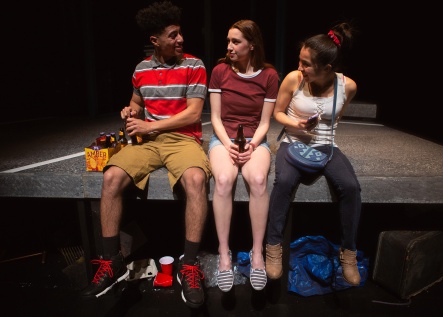 Gabe (Davied Morales), Blaze (Isabel Langen), and Rowena (Neiry Rojo) have been friends since childhood, but graduation may bring that to an end. Photo by Jessica Palopoli.