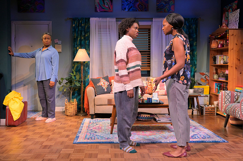 Abasiama (Kimberly Scott) expected a more pleasant reunion with daugters Adiaha (Aneisa Hicks) and Iniabasi (Eunice Woods). Photo by Kevin Berne.